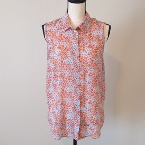 H & M Soft pastels coral & blue sleeveless top
